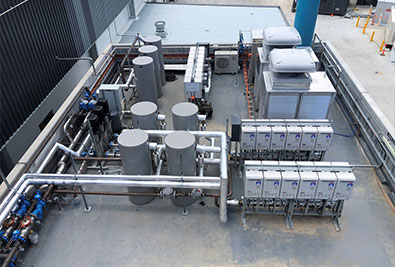 Industrial facility with piping and equipment for water services, including hot and cold reticulation, treatment and filtration by TAP Hydraulics